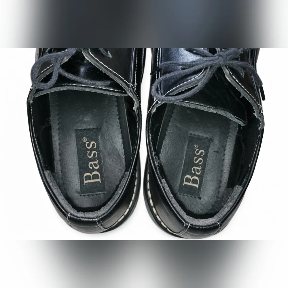 Bass Shoes Mens 9 M Casual Oxford Flats Comfort Black Leather Lace Up Low Top